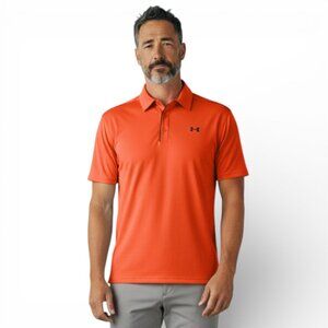 Under Armour Men's Tech Golf Polo Shirt Size 4XLT Neon Orange Heatgear NWT